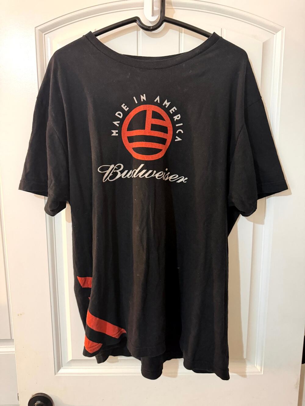 Vintage Budweiser Made In America Festival T-Shirt 2XL Black Red Graphic Tee